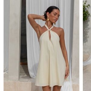 Chic Backless Cream Halter Dress